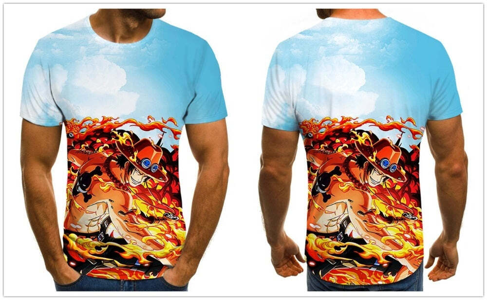 Camisa Camiseta Ace Poderes One Piece Anime Impressão 3D Full - Imagem 2