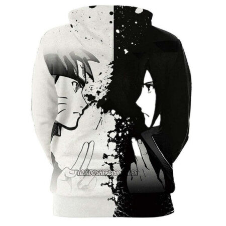 Blusa Jaqueta 3D Sasuke Vs Naruto Anime Touca Canguru - Imagem 2