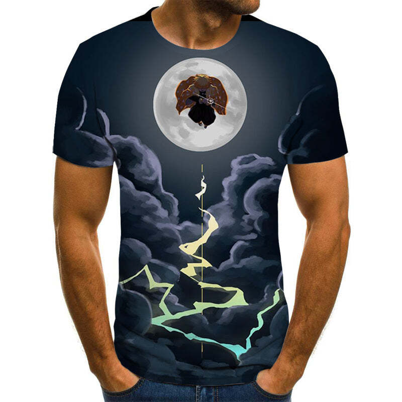 Camisa Camiseta Zenitsu Shinsoku Demon Slayer Anime Impressão 3D Full