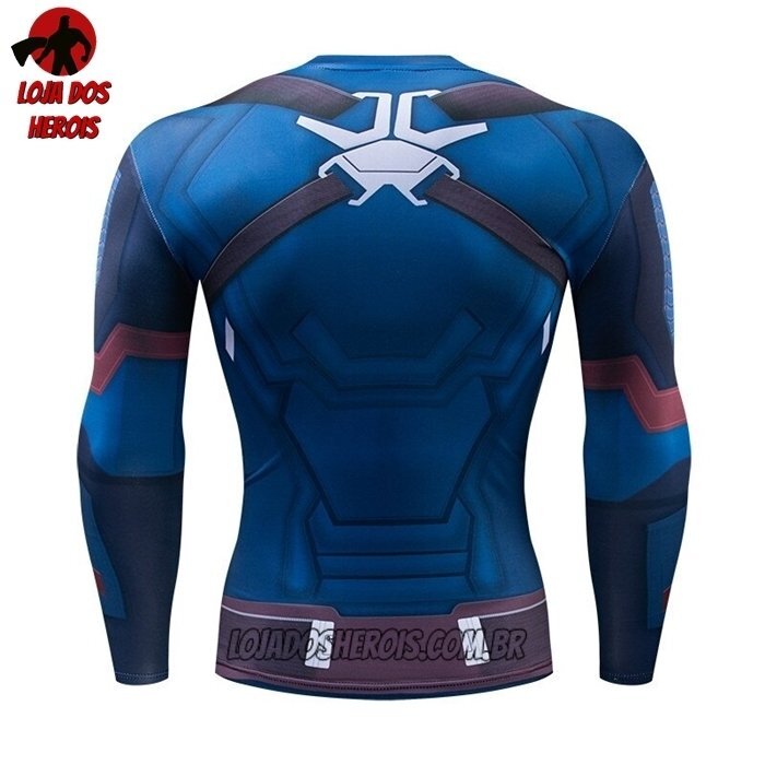 Camisa/Camiseta Hash Guard Capitão América Clássico Manga Compressão Segunda Pele - Imagem 2