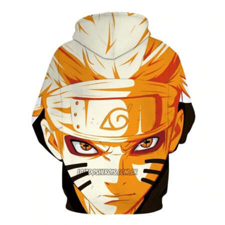 Blusa Jaqueta 3D Naruto Modo Kurama Batalha Anime Touca Canguru - Imagem 2