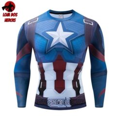Camisa/Camiseta Hash Guard Capitão América Clássico Manga Compressão Segunda Pele
