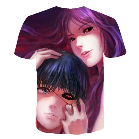 Camisa Camiseta Impressão 3D Tokyo Ghoul - Kaneki Ken e Rize Anime - Image 2