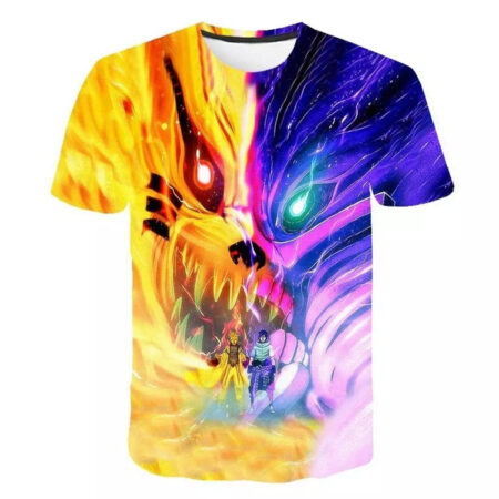 Camisa Camiseta Kurama e Susanoo Impressão 3D Anime Naruto Shippuden