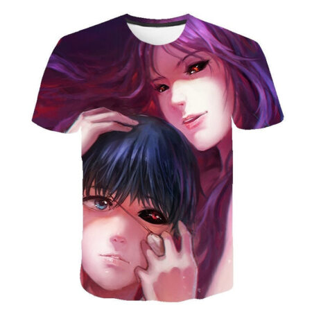 Camisa Camiseta Impressão 3D Tokyo Ghoul - Kaneki Ken e Rize Anime