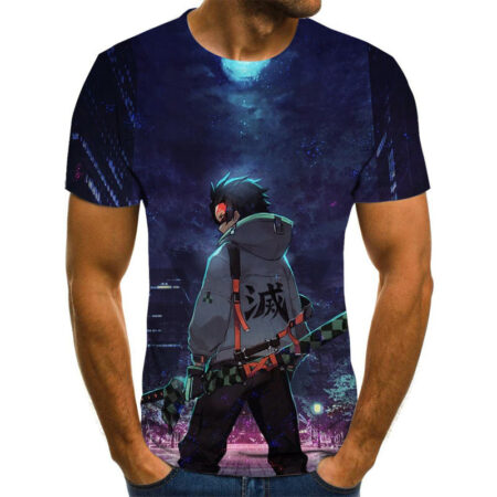 Camisa Camiseta Tanjiro Clássico Demon Slayer Anime Impressão 3D Full