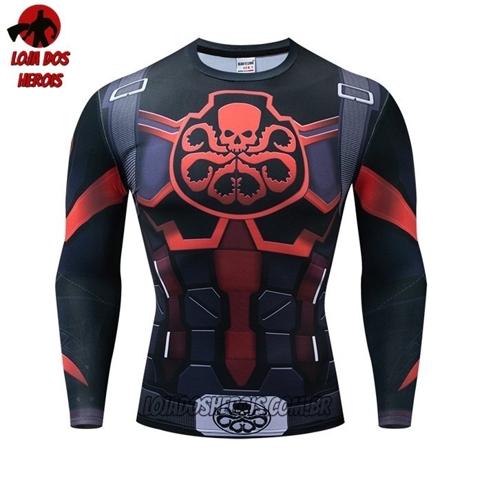 Camisa/Camiseta Hash Guard Capitão América Hydra Manga Compressão Segunda Pele