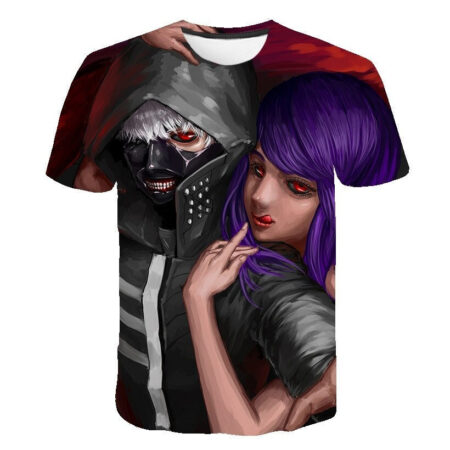 Camisa Camiseta Impressão 3D Tokyo Ghoul - Rize Abraço Kaneki Anime