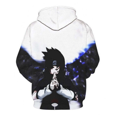 Blusa Jaqueta 3D Sasuke Marca Da Maldição Naruto Anime Touca Canguru - Imagem 2