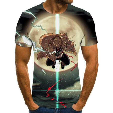 Camisa Camiseta Zenitsu Poderes Demon Slayer Anime Impressão 3D Full