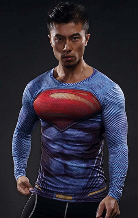 Camisa / Camiseta Hash Guard Superman Clássico Manga Compressão