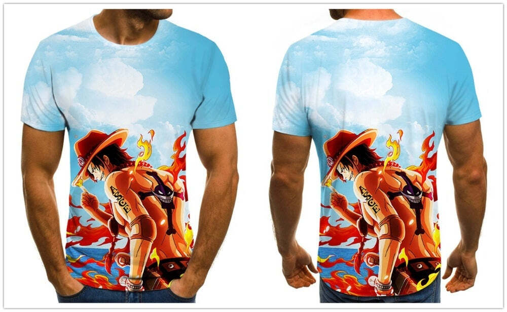 Camisa Camiseta Ace Comandante One Piece Anime Impressão 3D Full - Imagem 2