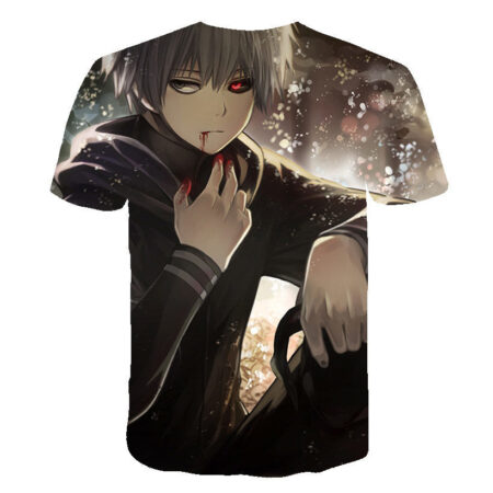 Camisa Camiseta Impressão 3D Tokyo Ghoul - Kaneki Cabelo Branco Anime - Image 2