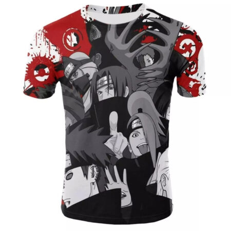 Camisa Camiseta Membros Akatsuki Impressão 3D Anime Naruto Shippuden