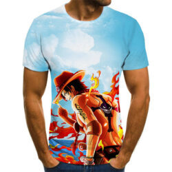 Camisa Camiseta Ace Comandante One Piece Anime Impressão 3D Full