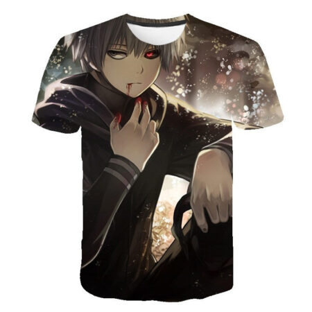 Camisa Camiseta Impressão 3D Tokyo Ghoul - Kaneki Cabelo Branco Anime