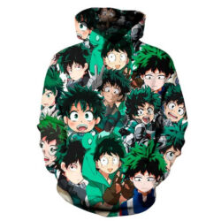 Blusa Jaqueta 3D Full Midoriya Expressões My Hero Academia Anime Top