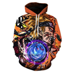 Blusa Jaqueta 3D Naruto Rasengan Batalha Anime Touca Canguru