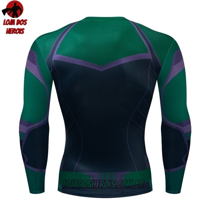 Camisa/Camiseta Hash Guard Capitã Marvel Kree Manga Compressão Segunda Pele - Imagem 2