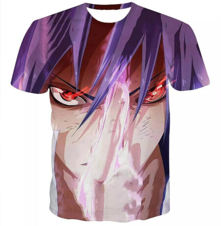 Camisa Camiseta Sasuke Rinnegan Impressão 3D Anime Naruto Shippuden