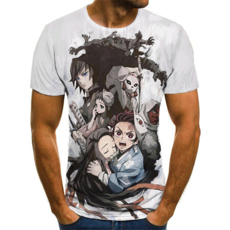 Camisa Camiseta Personagens Demon Slayer Anime Impressão 3D Full