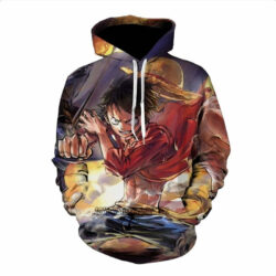 Blusa Jaqueta 3D Monkey D. Luffy Batalha One Piece Anime Touca Canguru