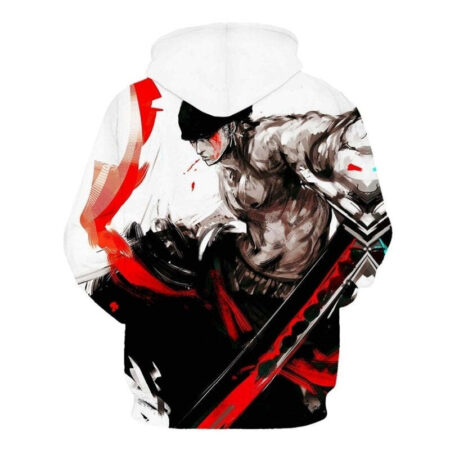 Blusa Jaqueta 3D Roronoa Zoro Batalha One Piece Anime Touca Canguru - Imagem 2