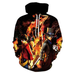 Blusa Jaqueta 3D Luffy, Ace e Sabo One Piece Anime Touca Canguru