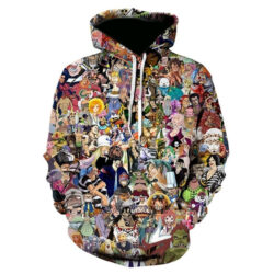 Blusa Jaqueta 3D Vários Personagens One Piece Anime Touca Canguru