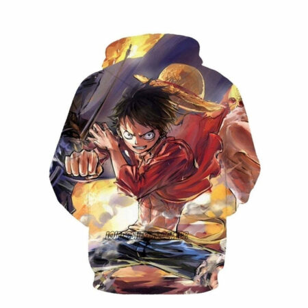 Blusa Jaqueta 3D Monkey D. Luffy Batalha One Piece Anime Touca Canguru - Imagem 2