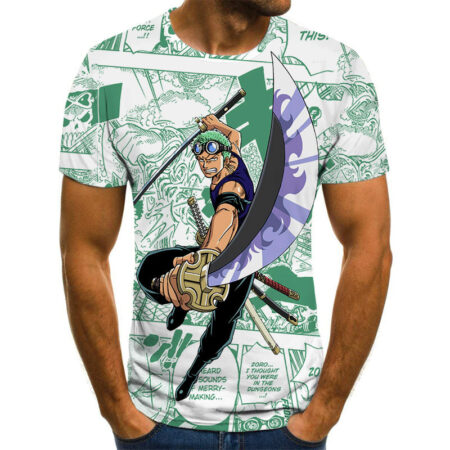 Camisa Camiseta Zoro Clássico One Piece Anime Impressão 3D Full