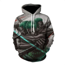 Blusa Jaqueta 3D Roronoa Zoro Pirata Hunter One Piece Anime Touca Canguru