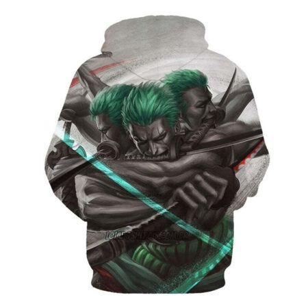 Blusa Jaqueta 3D Roronoa Zoro Pirata Hunter One Piece Anime Touca Canguru - Imagem 2