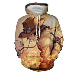 Blusa Jaqueta 3D Portgas D. Ace One Piece Anime Touca Canguru