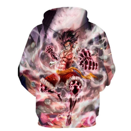 Blusa Jaqueta 3D Luffy Transformação One Piece Anime Touca Canguru - Imagem 2