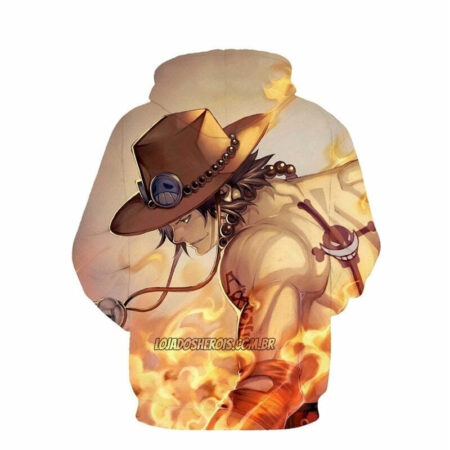 Blusa Jaqueta 3D Portgas D. Ace One Piece Anime Touca Canguru - Imagem 2
