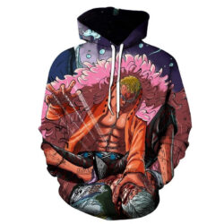Blusa Jaqueta 3D Donquixote Doflamingo One Piece Anime Touca Canguru