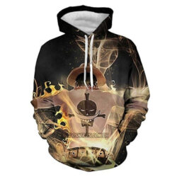 Blusa Jaqueta 3D Ace Punhos De Fogo One Piece Anime Touca Canguru