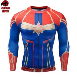 Camisa/Camiseta Hash Guard Capitã Marvel Clássico Manga Compressão Segunda Pele