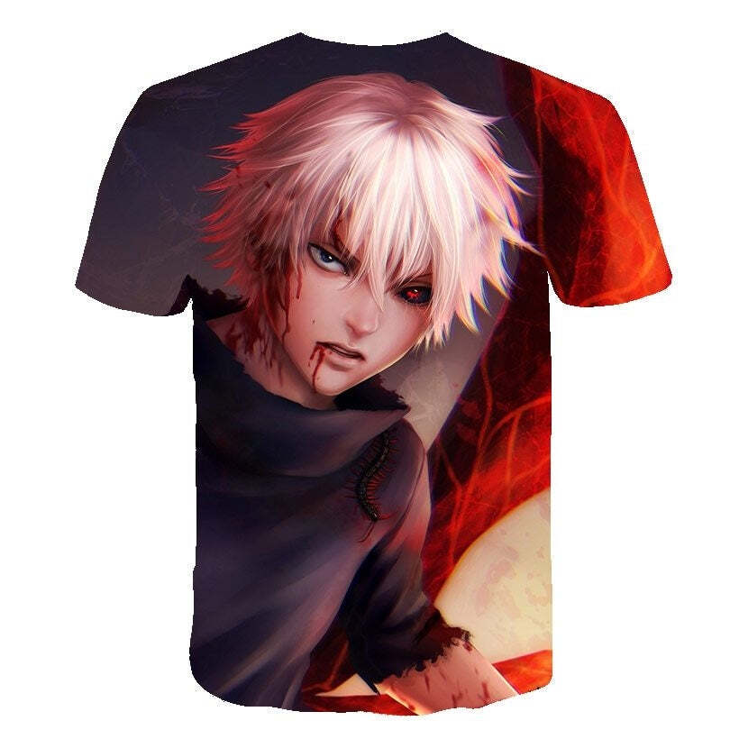 Camisa Camiseta Impressão 3D Tokyo Ghoul - Kaneki Kagune Batalha Anime - Imagem 2