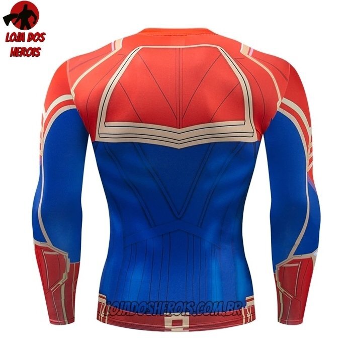 Camisa/Camiseta Hash Guard Capitã Marvel Clássico Manga Compressão Segunda Pele - Imagem 2