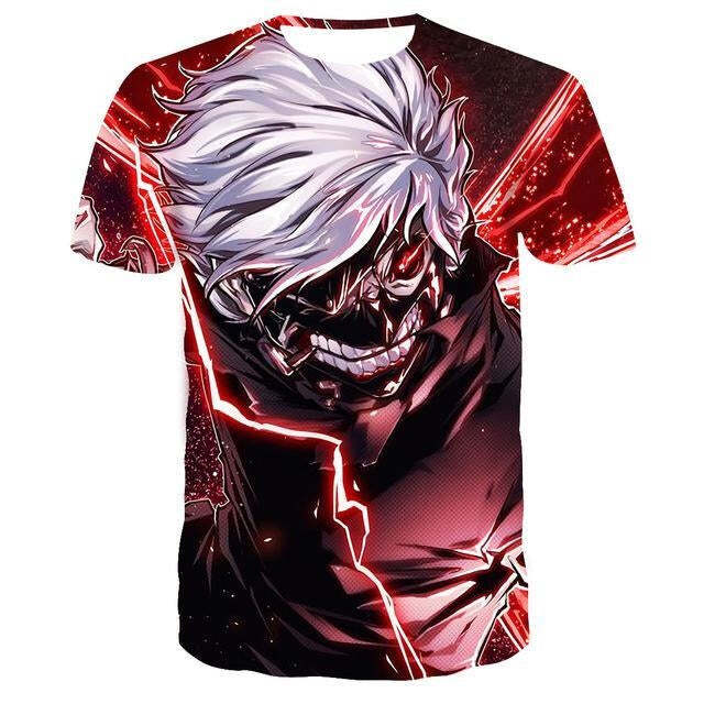Camisa Camiseta Impressão 3D Tokyo Ghoul - Kaneki Kakuja Anime