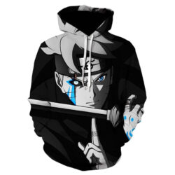 Blusa Jaqueta 3D Boruto Modo Karma Batalha Anime Touca Canguru