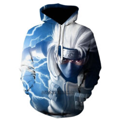 Blusa Jaqueta 3D Kakashi Chidori Naruto Clássico Anime Touca Canguru
