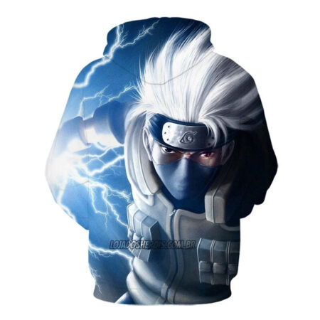 Blusa Jaqueta 3D Kakashi Chidori Naruto Clássico Anime Touca Canguru - Imagem 2