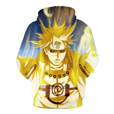 Blusa Jaqueta 3D Minato Chakra Kyuubi Naruto Shippuden Anime Touca Canguru - Imagem 2