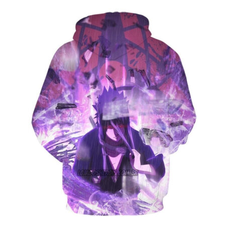 Blusa Jaqueta 3D Sasuke Uchiha Naruto Anime Touca Canguru - Imagem 2