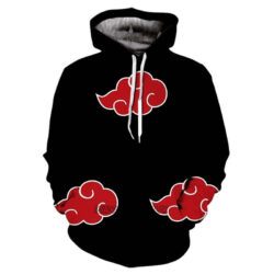 Blusa Jaqueta 3D Manto Akatsuki Naruto Shippuden Anime Touca Canguru