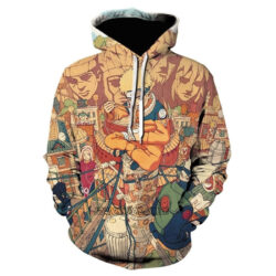 Blusa Jaqueta 3D Time 7 Naruto Clássico Anime Touca Canguru