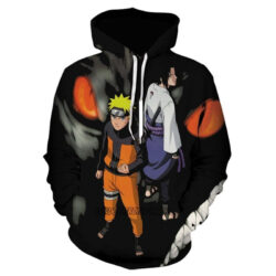 Blusa Jaqueta 3D Naruto Uzumaki e Sasuke Uchiha Anime Touca Canguru